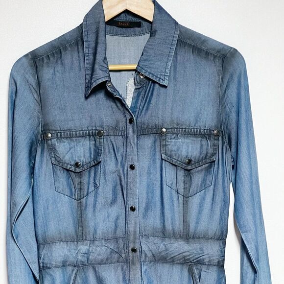 Authentic Razzo Brazillian 100% Modal Bezazzled snap front Dress Sz 38 US 8 - Picture 3 of 10